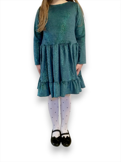 Elegáns csillogós kislány alkalmi ruha - zöld