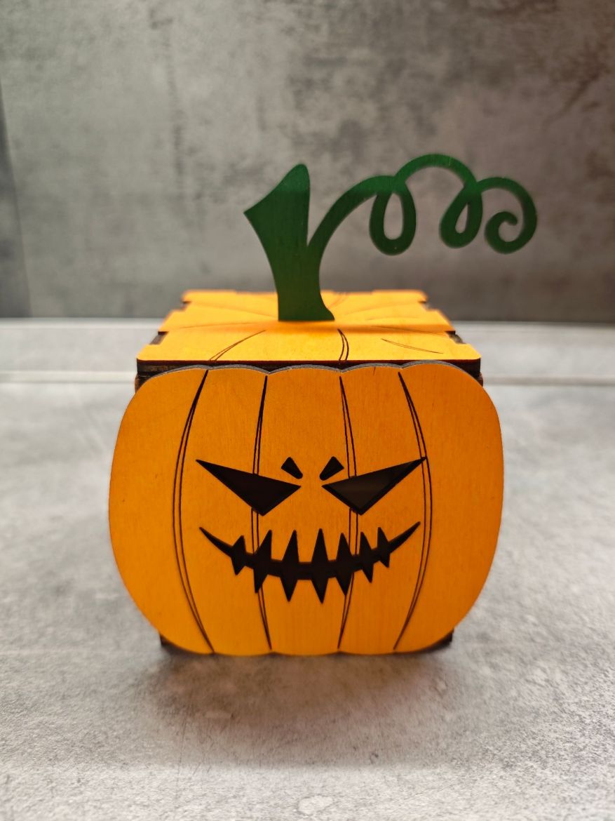 Halloween tök-dobozka – fiókos, világító dekoráció