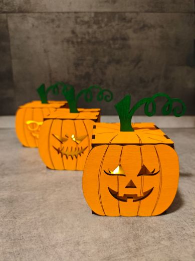 Halloween tök-dobozka – fiókos, világító dekoráció