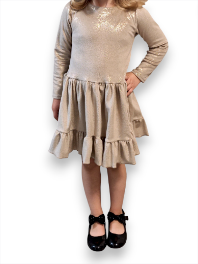 Elegáns csillogós kislány alkalmi ruha - arany