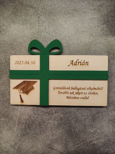 Pénzátadó kártya diplomaosztóra