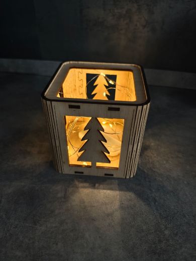 Fa Dekorkocka led világtással