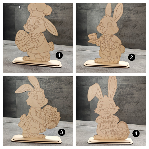 Nyuszi fa színező talppal – lézervágott húsvéti kreatív