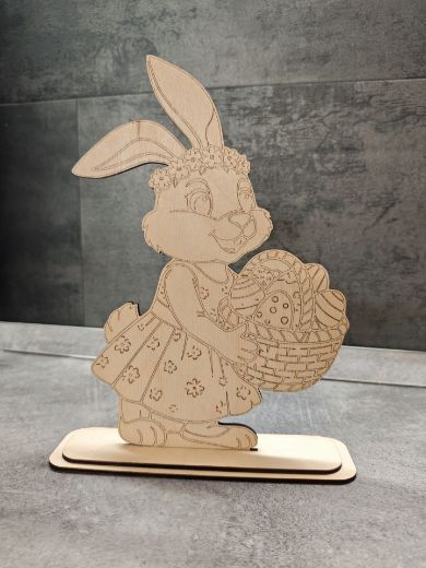 Nyuszi fa színező talppal – lézervágott húsvéti kreatív